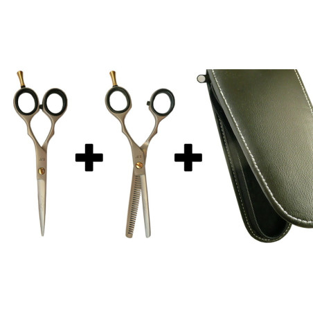 Komplet Lexwo Student nożyczki+degażówki 5,5" + ETUI!